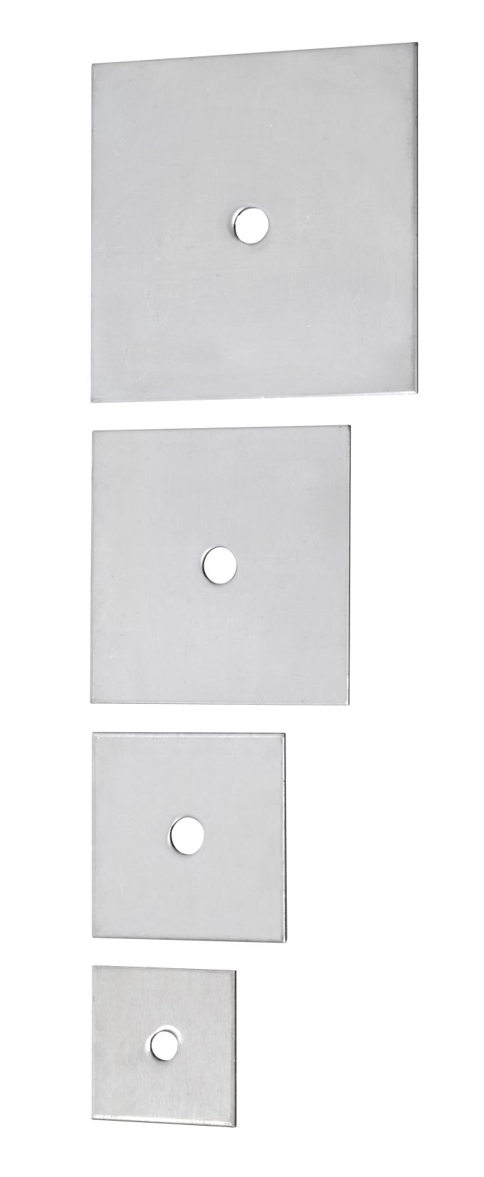 Plate 2 mm thick, 100x100 mm,hole 10.5 mm